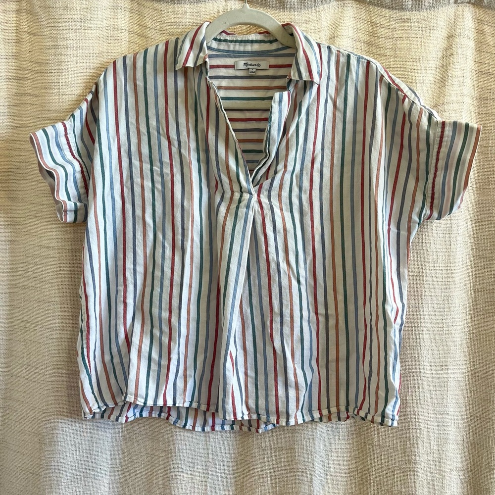 Madewell Striped Short Sleeve Blouse